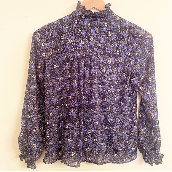 Frnch Long-sleeve Floral Ruffle Top. Size XS. EUC - Picture 2 of 11
